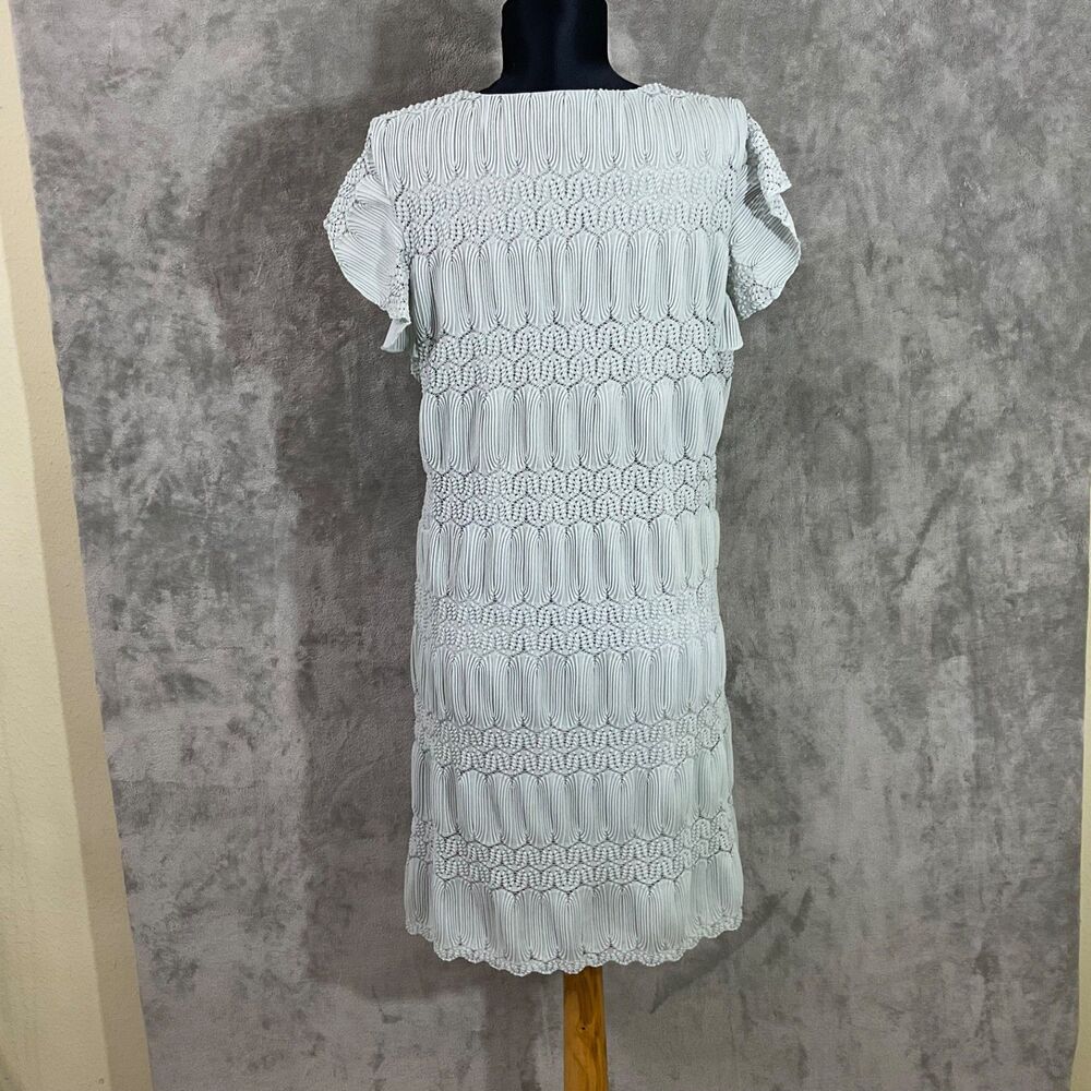 Anthropologie EVA FRANCO textured Dress size L black velour Bow Pale Green USA - Picture 4 of 11